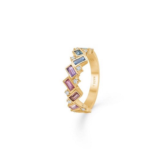 Colombine ring i 14 kt guld fra Mads Z med ametyst, topas og diamanter